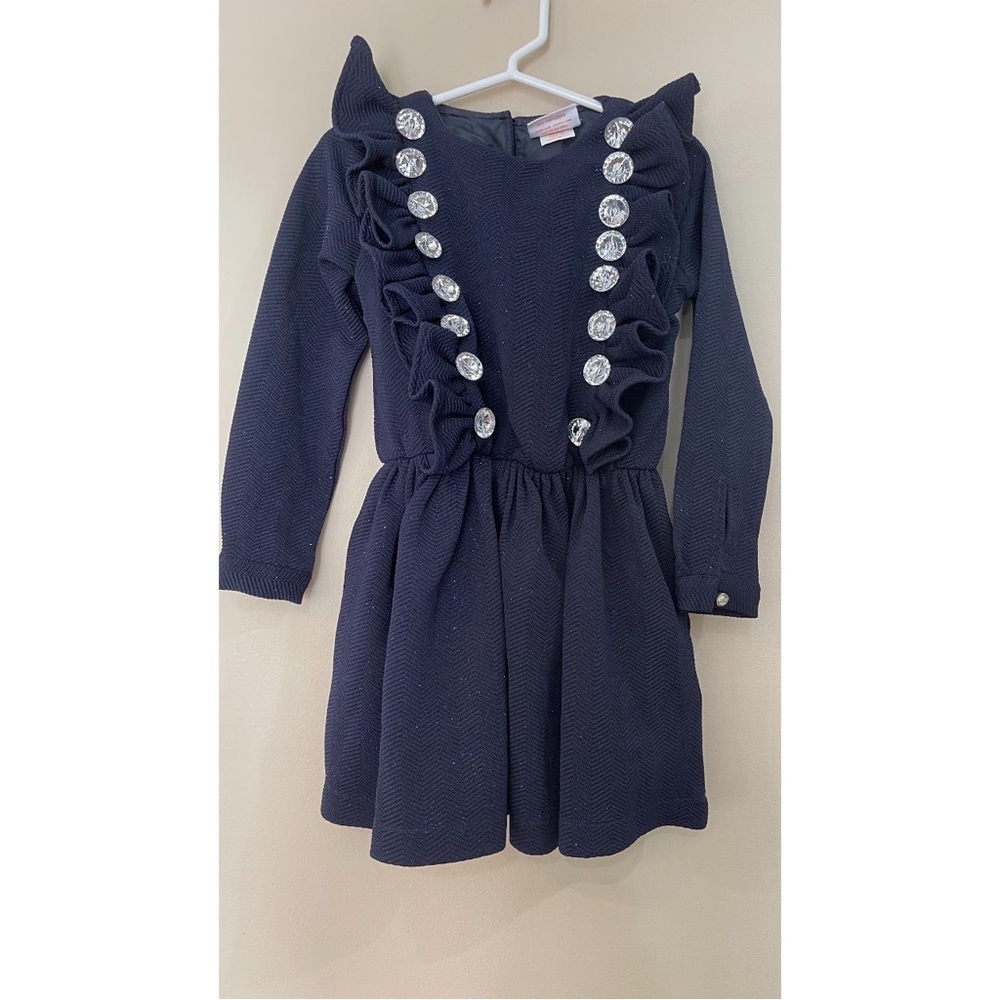 Masala kids toddler girl navy blue glitter dress size 3 years new without tags